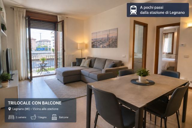 Trilocale con balcone vicino alla stazione